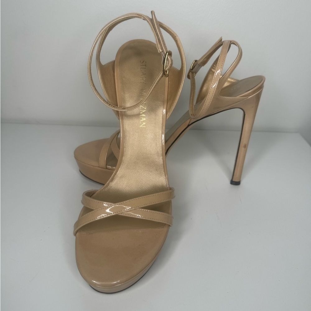 Stuart Weitzman Bebare Patent Platform Sandals - Size 8.5